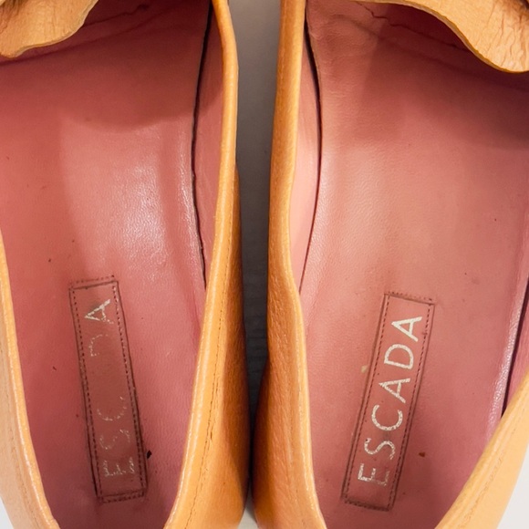 Vintage Escada Leather Penny Loafers Size 9/40 Peachy Tan Made In Italy - Picture 9 of 9